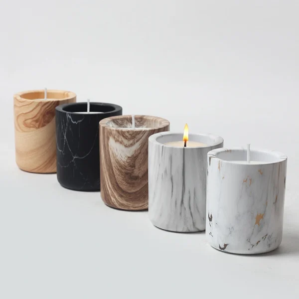 MYOUNG-Wood Grain Pattern Ceramic Candle Jar,Multi-Use Ceramic Cylindrical Cup for Canlde,Fragrant Crystals, Home Decor,Arts & Crafts, Candies, Planter Pots, Gifts & More - Image 6