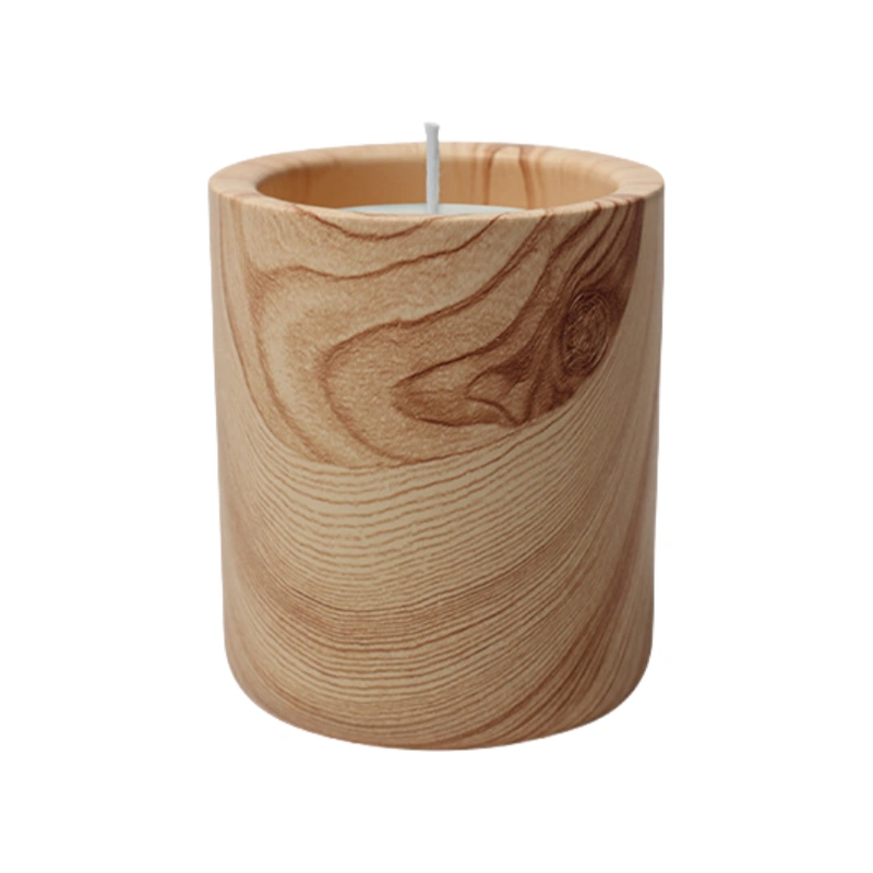 MYOUNG-Wood Grain Pattern Ceramic Candle Jar,Multi-Use Ceramic Cylindrical Cup for Canlde,Fragrant Crystals, Home Decor,Arts & Crafts, Candies, Planter Pots, Gifts & More 13 Wood grain ceramic candle cup sku5