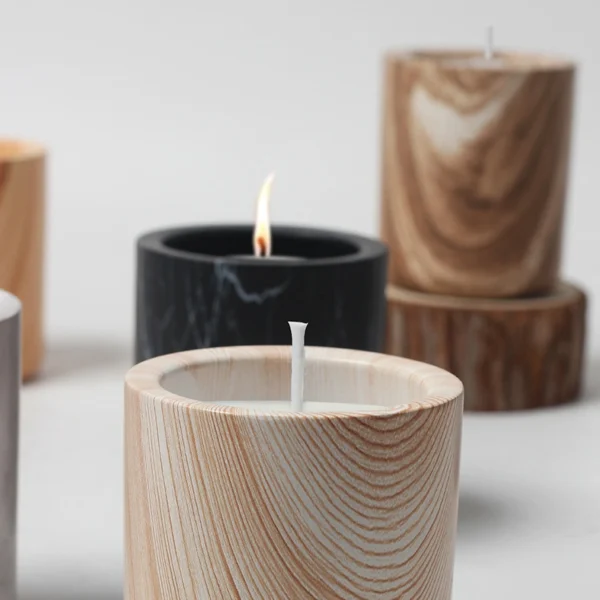 MYOUNG-Wood Grain Pattern Ceramic Candle Jar,Multi-Use Ceramic Cylindrical Cup for Canlde,Fragrant Crystals, Home Decor,Arts & Crafts, Candies, Planter Pots, Gifts & More - Image 3