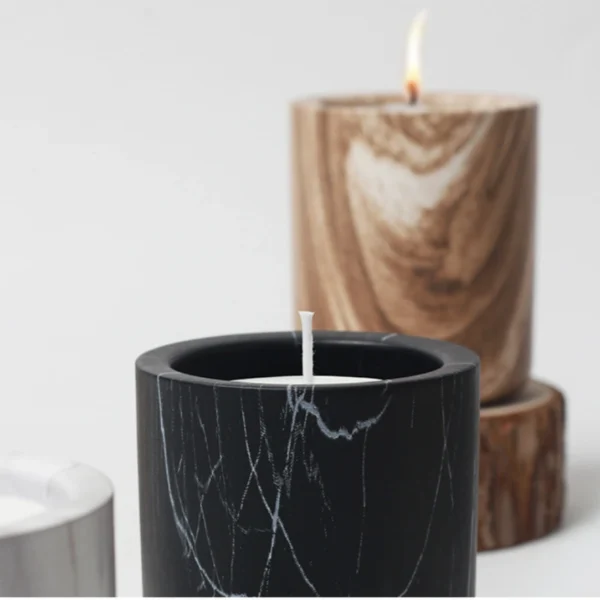 MYOUNG-Wood Grain Pattern Ceramic Candle Jar,Multi-Use Ceramic Cylindrical Cup for Canlde,Fragrant Crystals, Home Decor,Arts & Crafts, Candies, Planter Pots, Gifts & More - Image 4
