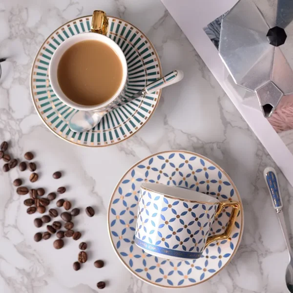 MYOUNG-Chinese Teaware Suppliers Gilding Coffee Tea Cup and Saucer,Cappuccino Cups, Coffee Cups, British Coffee Cups, Porcelain Tea Set, Latte Cups - Image 5