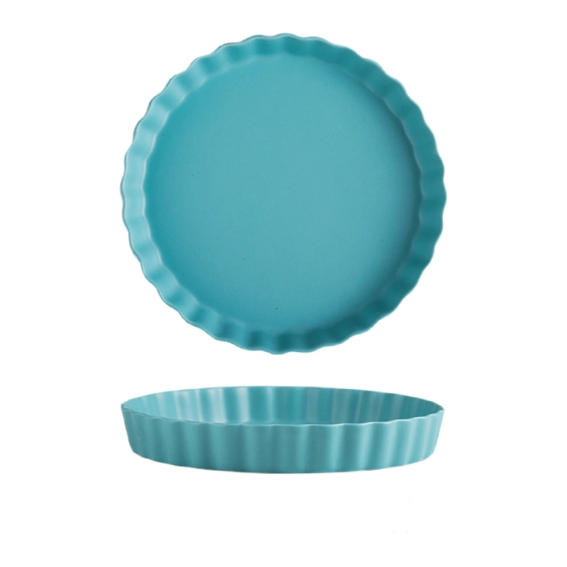 MYOUNG- Wholesale Custom Kitchen Bakeware Set Stoneware Ceramic Baking Tray Flower Baking Dishes Pizza Cookware 9 baking tray light blue