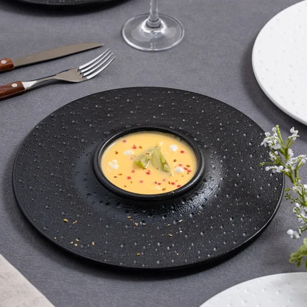 MYOUNG-Accept OEM Nordic Stone Porcelain Stoneware Dinner Plate Set Black & White 8" /10"  for Restaurant Hotel Wedding Occasions - Image 4