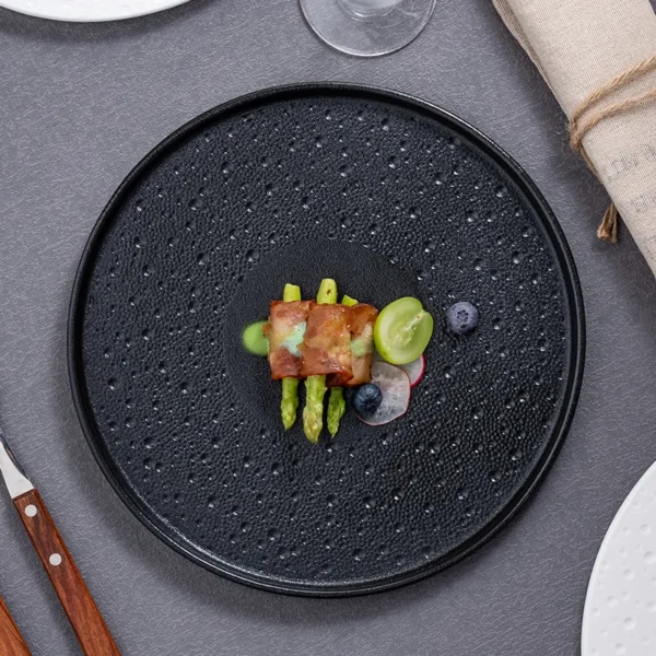 MYOUNG-Accept OEM Nordic Stone Porcelain Stoneware Dinner Plate Set Black & White 8" /10"  for Restaurant Hotel Wedding Occasions - Image 5