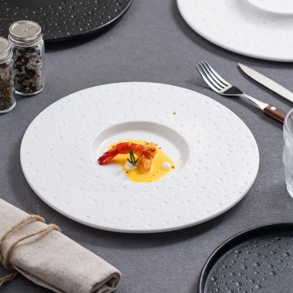 MYOUNG-Accept OEM Nordic Stone Porcelain Stoneware Dinner Plate Set Black & White 8" /10"  for Restaurant Hotel Wedding Occasions - Image 6