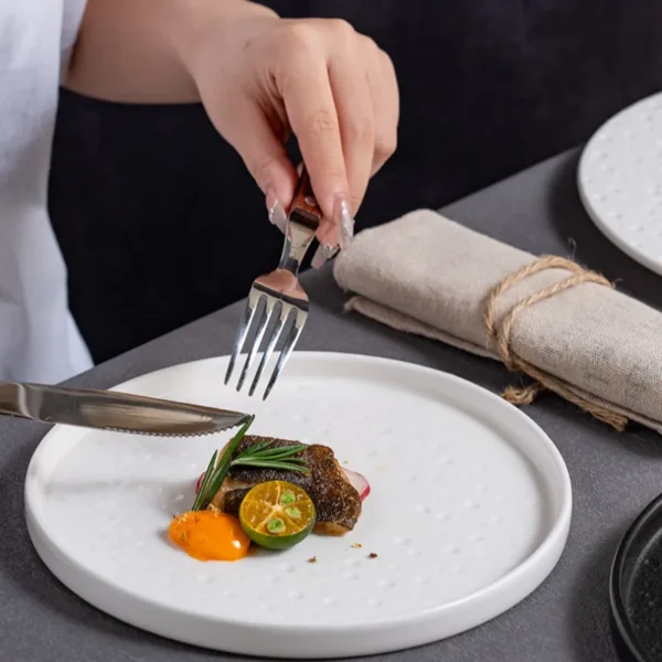 MYOUNG-Accept OEM Nordic Stone Porcelain Stoneware Dinner Plate Set Black & White 8" /10"  for Restaurant Hotel Wedding Occasions - Image 8