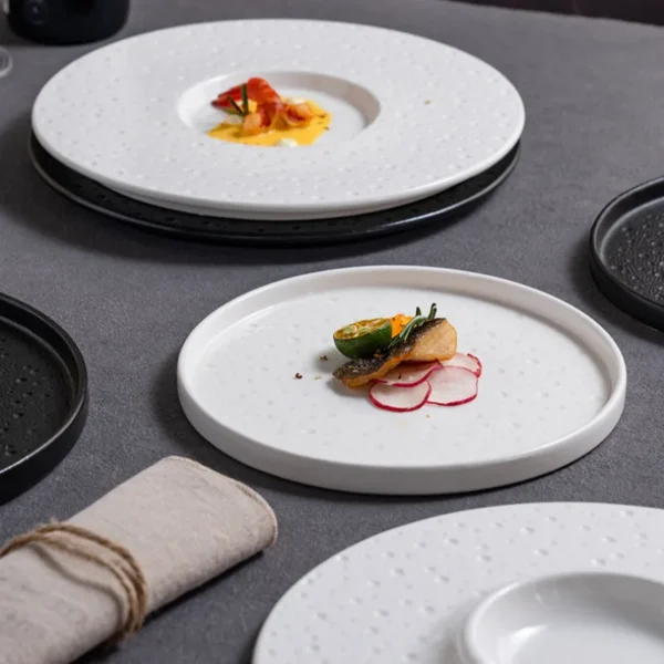MYOUNG-Accept OEM Nordic Stone Porcelain Stoneware Dinner Plate Set Black & White 8" /10"  for Restaurant Hotel Wedding Occasions - Image 3
