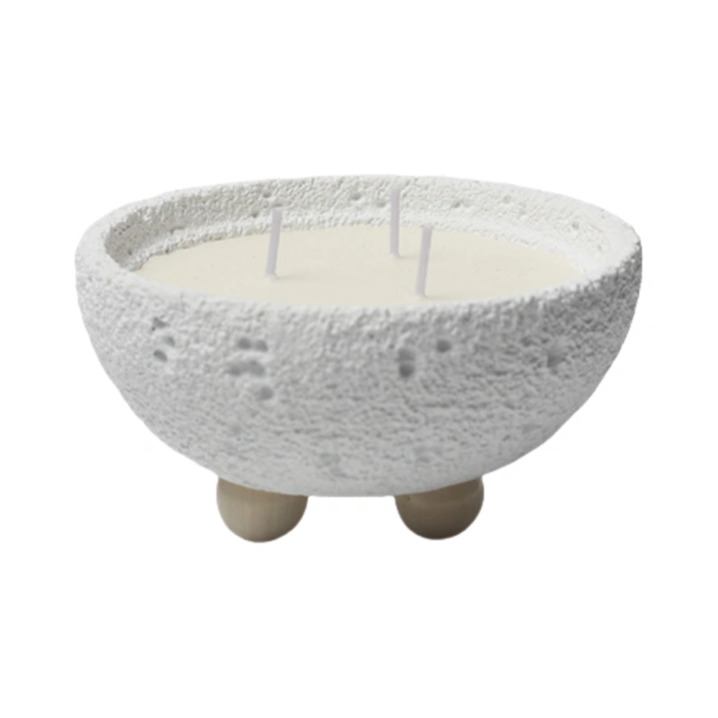 cement candle jar with holder white