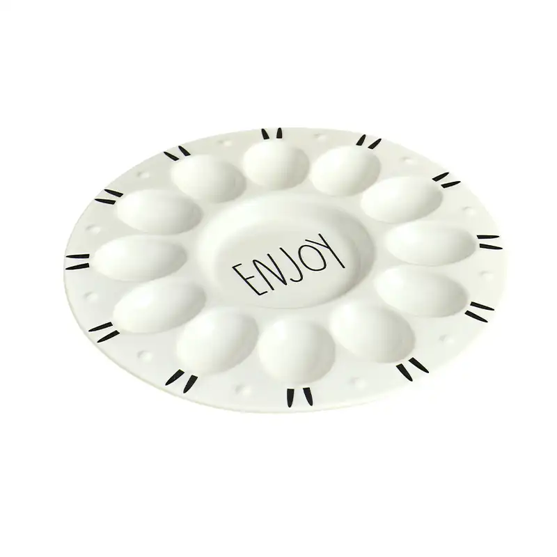MYOUNG- Ceramic Egg Holder with Custom Logo,for Kitchen Storage,Ceramic Egg Crates Store Eggs on Ceramic Tray 11 ceramic Egg tray sku