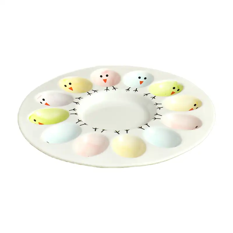 MYOUNG- Ceramic Egg Holder with Custom Logo,for Kitchen Storage,Ceramic Egg Crates Store Eggs on Ceramic Tray 10 ceramic Egg tray sku7