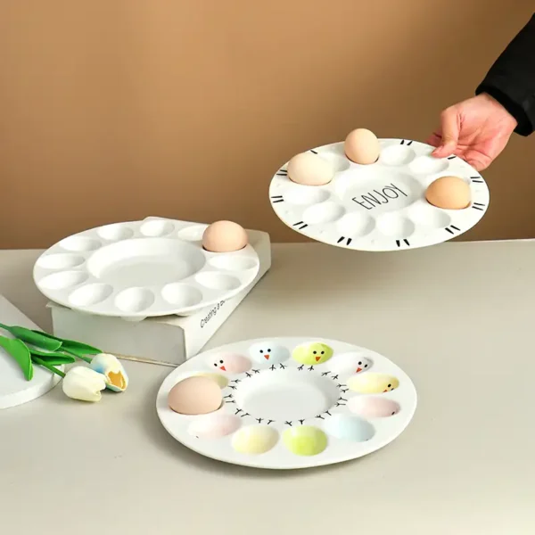 MYOUNG- Ceramic Egg Holder with Custom Logo,for Kitchen Storage,Ceramic Egg Crates Store Eggs on Ceramic Tray - Image 3