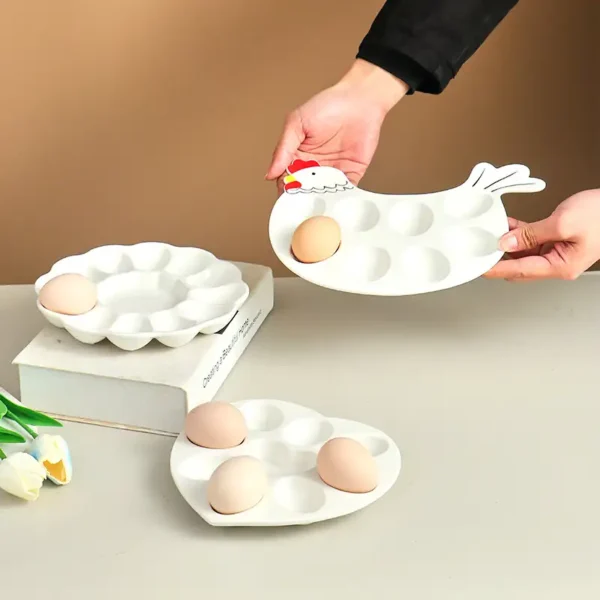 MYOUNG- Ceramic Egg Holder with Custom Logo,for Kitchen Storage,Ceramic Egg Crates Store Eggs on Ceramic Tray - Image 2