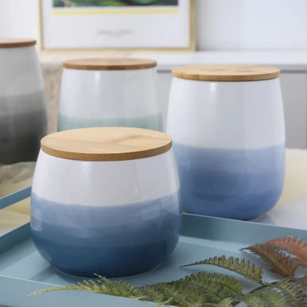 MYOUNG-Reactive Glaze Ceramic Food Storage Container,Seal Jar for Storing Serving Pickles, Salt, Spices, Grain - Image 5