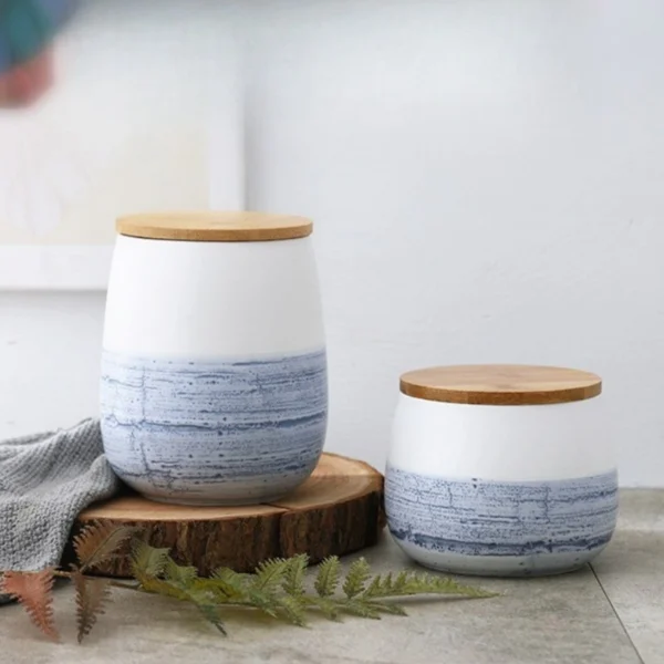 MYOUNG-Reactive Glaze Ceramic Food Storage Container,Seal Jar for Storing Serving Pickles, Salt, Spices, Grain - Image 6
