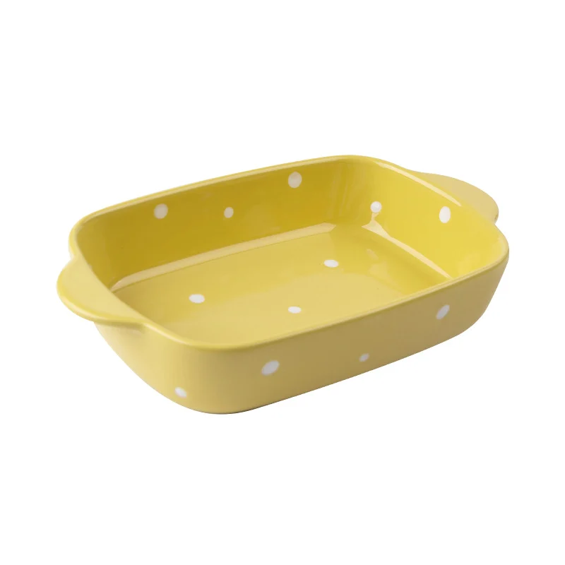 MYOUNG-Custom Kitchen Bakeware Rectangular Casserole Bread Pan Baking Pan Set Ceramic Baking Dishes 6 colorflu dot bakeware yellow