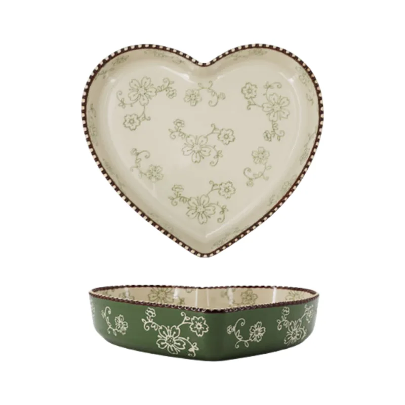 MYOUNG-Bakeware Ceramic Baking Plates ,Japanese Sakura Pattern,Dinnerware Dessert Serving Plates ,for Pizza, Dessert &Fruit 9 flower bakeware set green heart