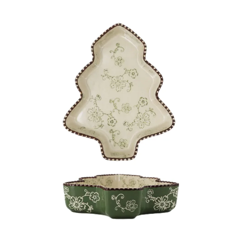 MYOUNG-Bakeware Ceramic Baking Plates ,Japanese Sakura Pattern,Dinnerware Dessert Serving Plates ,for Pizza, Dessert &Fruit 7 flower bakeware set green tree