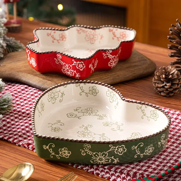 MYOUNG-Bakeware Ceramic Baking Plates ,Japanese Sakura Pattern,Dinnerware Dessert Serving Plates ,for Pizza, Dessert &Fruit - Image 3