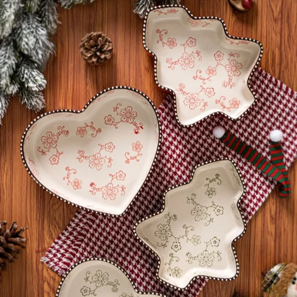 MYOUNG-Bakeware Ceramic Baking Plates ,Japanese Sakura Pattern,Dinnerware Dessert Serving Plates ,for Pizza, Dessert &Fruit - Image 4