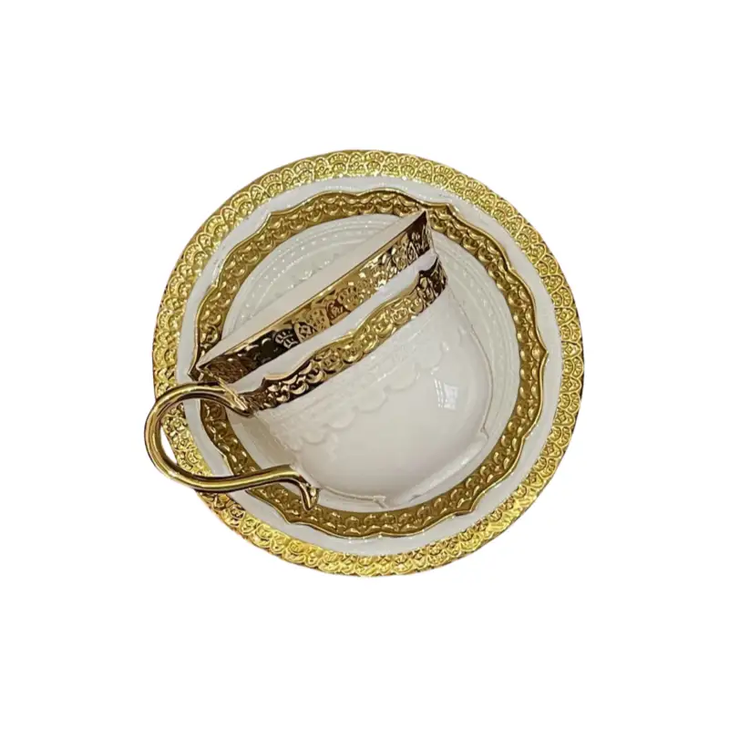 gilding relief ceramic tableware cup set