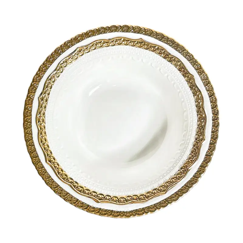 gilding relief ceramic tableware deep plate