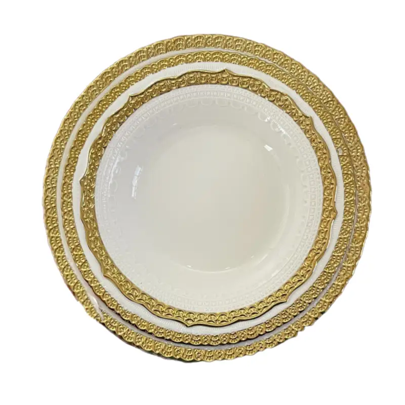 gilding relief ceramic tableware flat plate