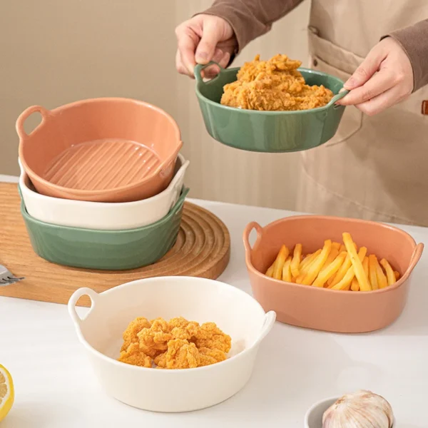 MYOUNG-Wholesale Ceramic Bakeware Rectangle Baking Casserole Tray Set,Restaurant Porcelain Plates Dished Microware Tray Baking Pan - Image 2