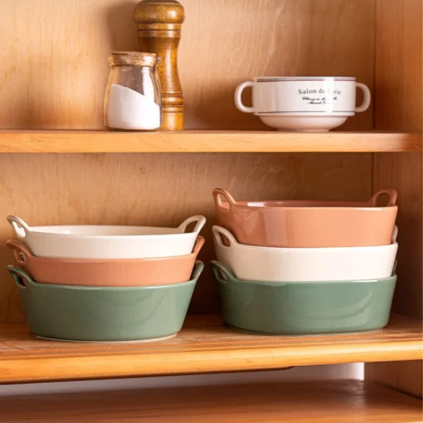 MYOUNG-Wholesale Ceramic Bakeware Rectangle Baking Casserole Tray Set,Restaurant Porcelain Plates Dished Microware Tray Baking Pan - Image 4