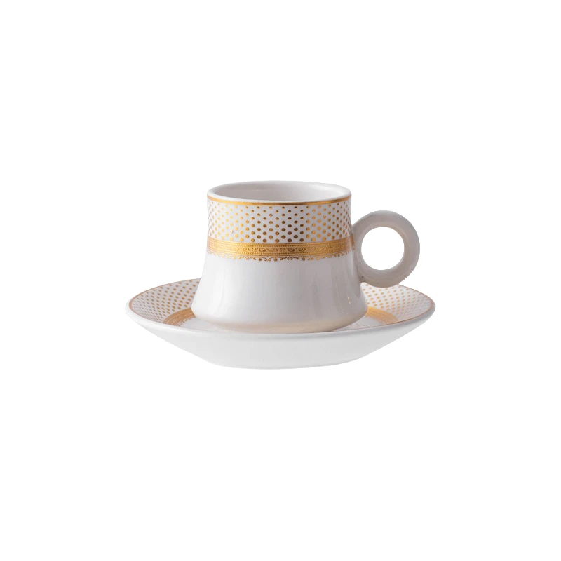 gold rim ceramic plate cup set