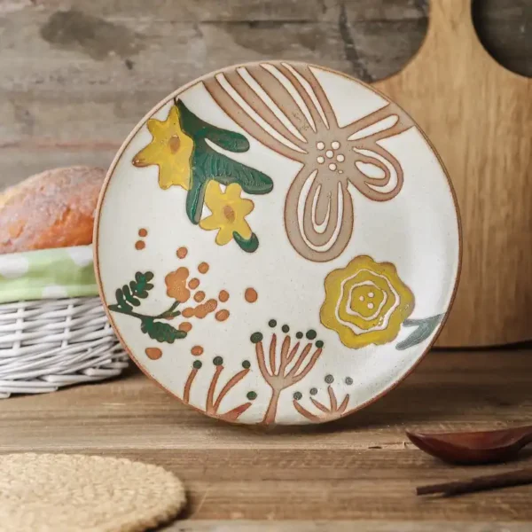 MYOUNG-Japanese Style Hand-Painted Stoneware Dinner Plate,Underglaze Flower Round Shape,Factory Direct Wholesale - Image 5