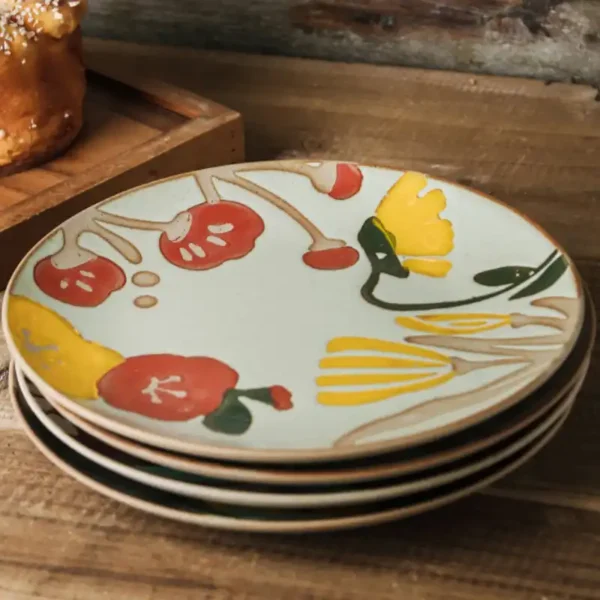 MYOUNG-Japanese Style Hand-Painted Stoneware Dinner Plate,Underglaze Flower Round Shape,Factory Direct Wholesale - Image 6