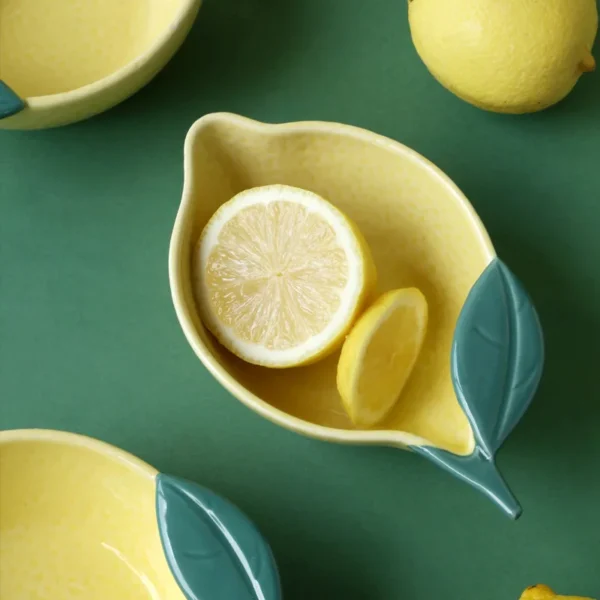 MYOUNG-Creative Lemon Shape Cute Irregular Ceramic Salad Bowl,Custom Cereal Bowl Factory - Image 2