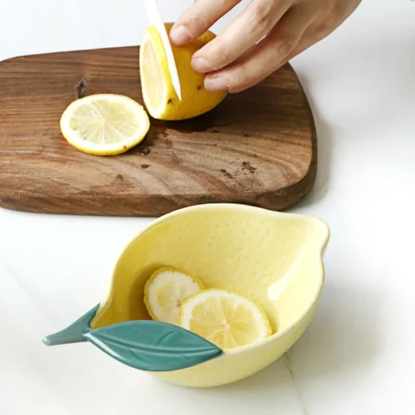 MYOUNG-Creative Lemon Shape Cute Irregular Ceramic Salad Bowl,Custom Cereal Bowl Factory - Image 5