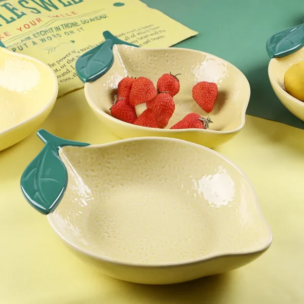 MYOUNG-Creative Lemon Shape Cute Irregular Ceramic Salad Bowl,Custom Cereal Bowl Factory - Image 3