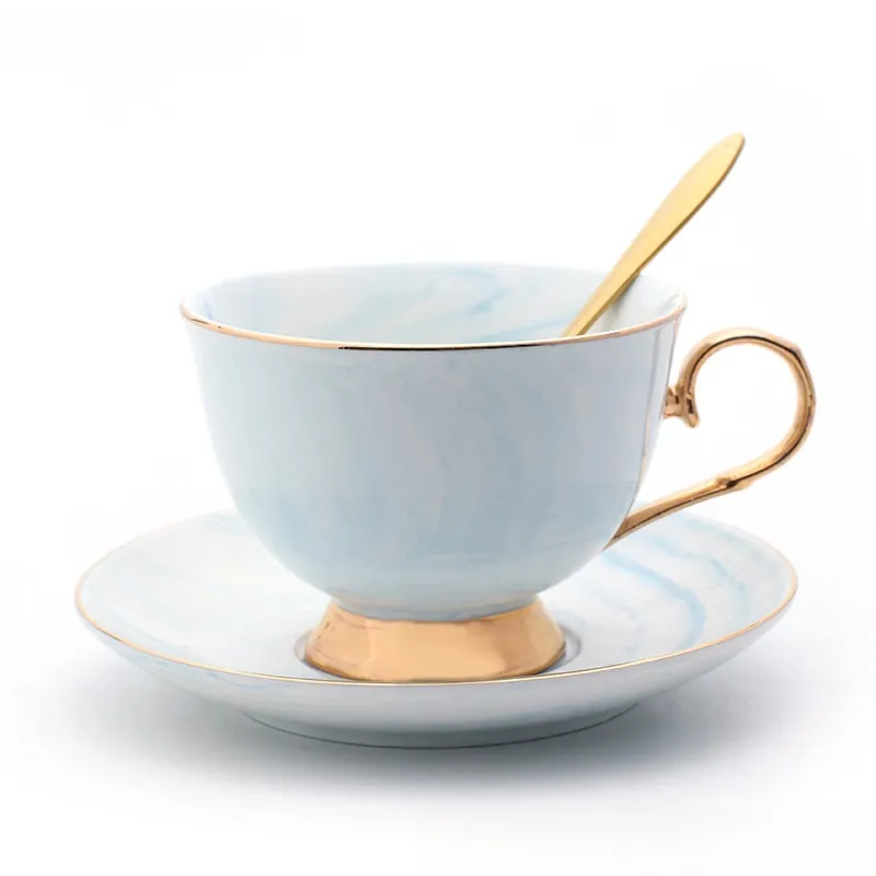 marble gold slide coffee set blue