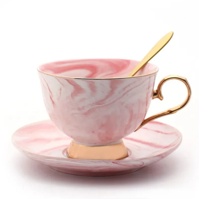 marble gold slide coffee set pink
