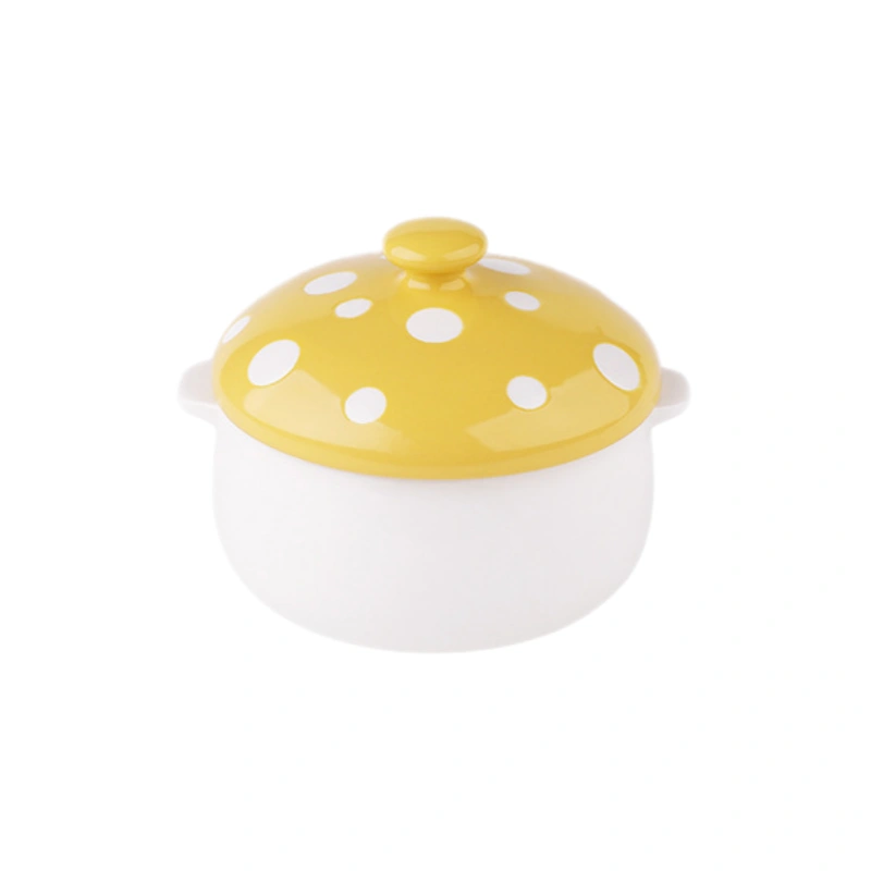 mini ceramic stew pot yellow 330ml