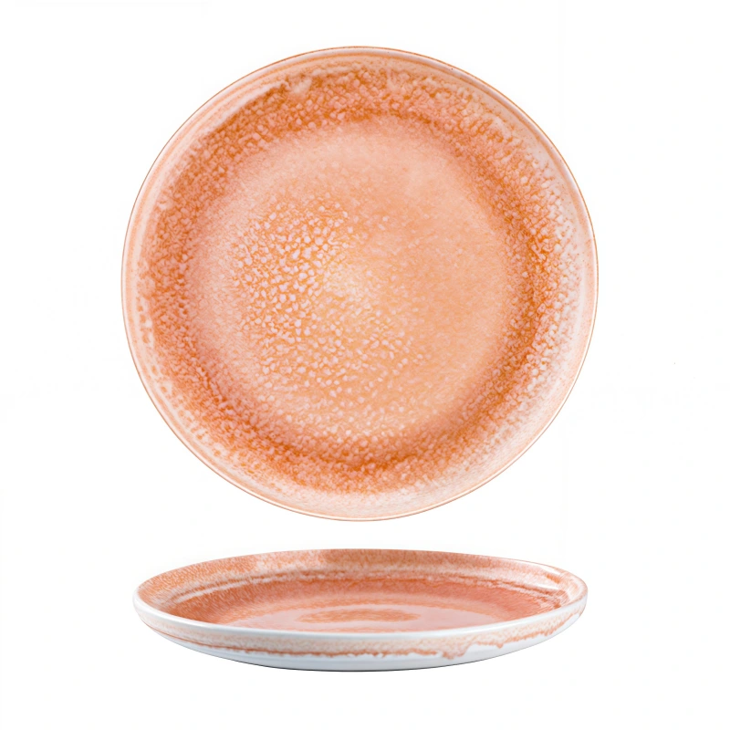 MYOUNG-Ceramic Reactive Glaze Orange Green Dinnerware Set,Manufacturers Direct Supply ,Highly Chip and Crack Resistant Plates and Bowls Set 11 reactive glaze blue pink dinnerware set plate