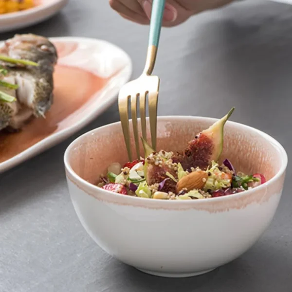 MYOUNG-Ceramic Reactive Glaze Orange Green Dinnerware Set,Manufacturers Direct Supply ,Highly Chip and Crack Resistant Plates and Bowls Set - Image 7