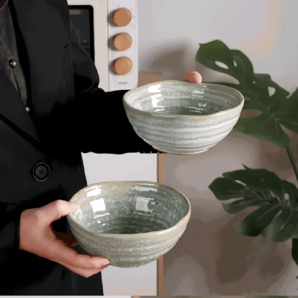 MYOUNG- Handmade Retro Ceramic Bowl,Morandi Color,Use for Cereal, Soup, Salad, Oatmeal, Serving Bowl - Image 6