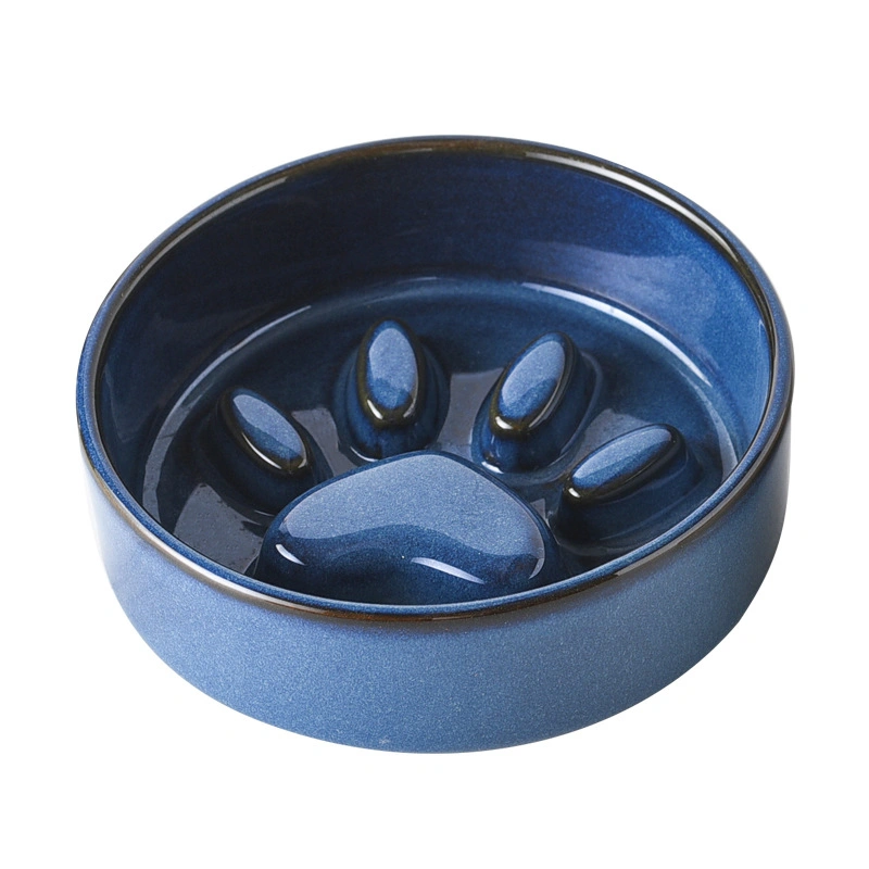 Reactive Glazed Ceramic Dinnerware Set|2025 New Fashion 9 reactive glaze ceramic pet food bowl blue