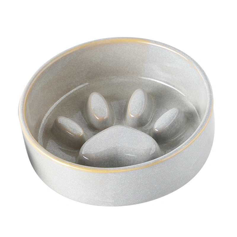 reactive glaze ceramic pet food bowl grey