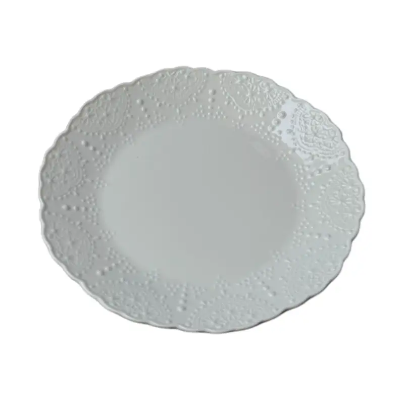 white relief ceramic tableware plate