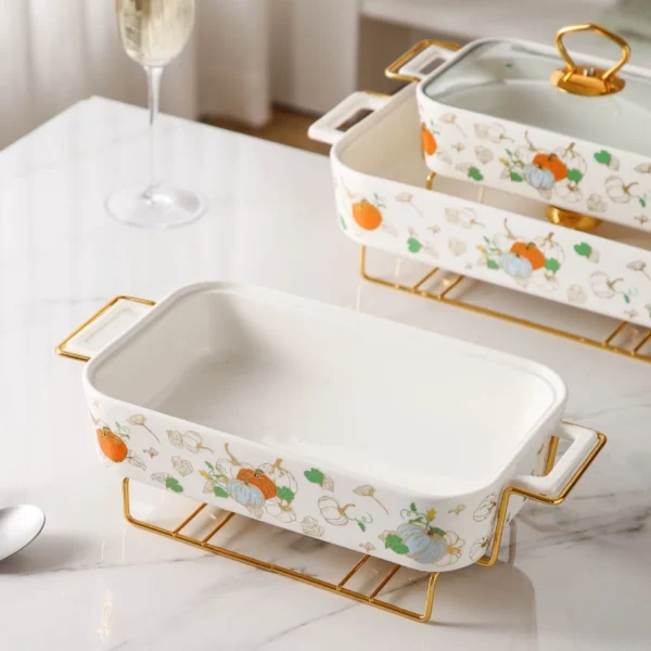 MYOUNG-Customization Ceramic Casserole Baking Dish With Glass Cover, Hot Pot Square Shaped Warm Food Ceramic Stove - Image 5