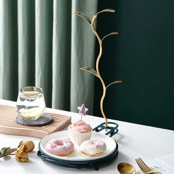 MYOUNG- 2/3 Tier Dessert Cupcake Cake Stand Cute Bowknot Handle Metal Rack Ceramic Dessert Plate,for Wedding Decor Table Cakes Buffet Food Sweets Display Rack - Image 4