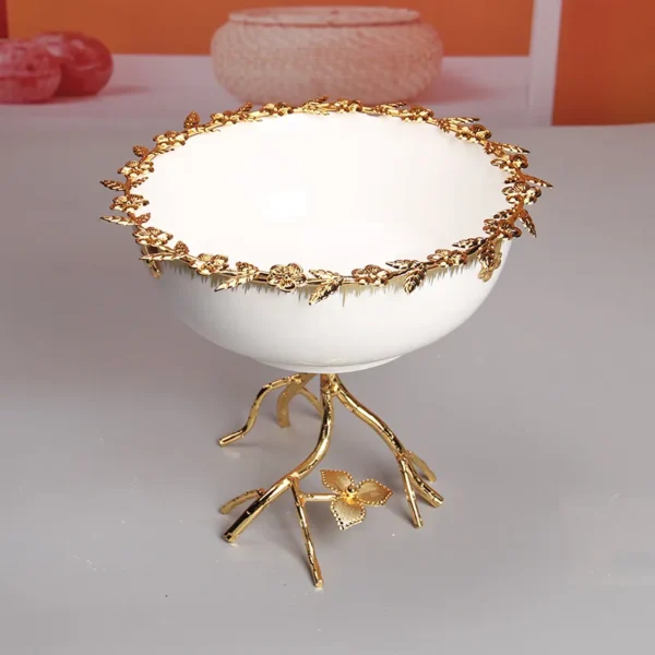 MYOUNG-Wholesale Supplier Cake Ceramic Cake Stand Golden Plated Rack Ceramic Dessert Plate,for Wedding Decor Table Cakes Buffet Food Sweets Display Rack - Image 4