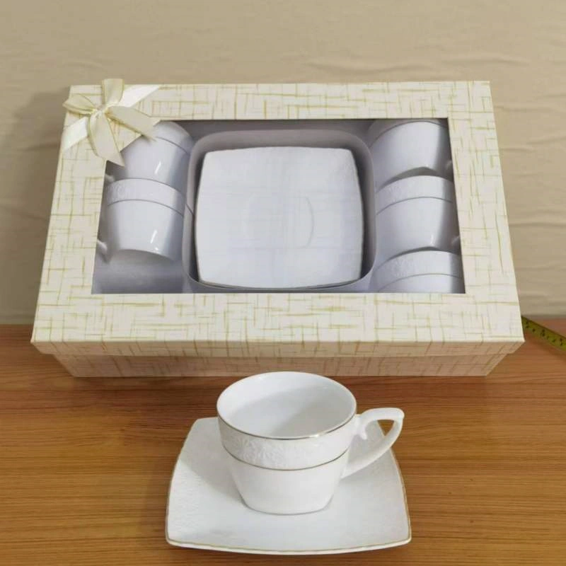 MYOUNG-Ceramic Espresso Cup and Saucer ,Tea Cups and Saucers Set of 6,for Cappuccino, Latte, Mocha, Au Lait, Double Espresso 4 coffee cup with saucer