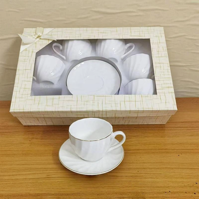 MYOUNG-White Tea Cup and Saucer Set,Custom Vintage Europe Ceramic Afternoon Teacup Coffee Cup with Saucer 6 6 sets for coffee cup and saucers