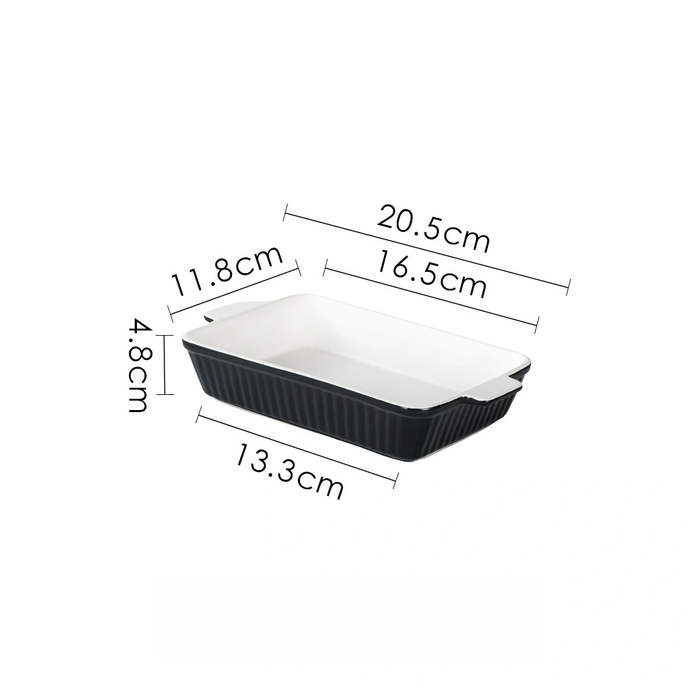 MYOUNG-Wholesale European and American Kitchen Ceramic Baking Pan,Rectangular Baking Tray, Cheese Baked Rice Baking Tray Set, Microwave Available 7 black ceramic baking pan