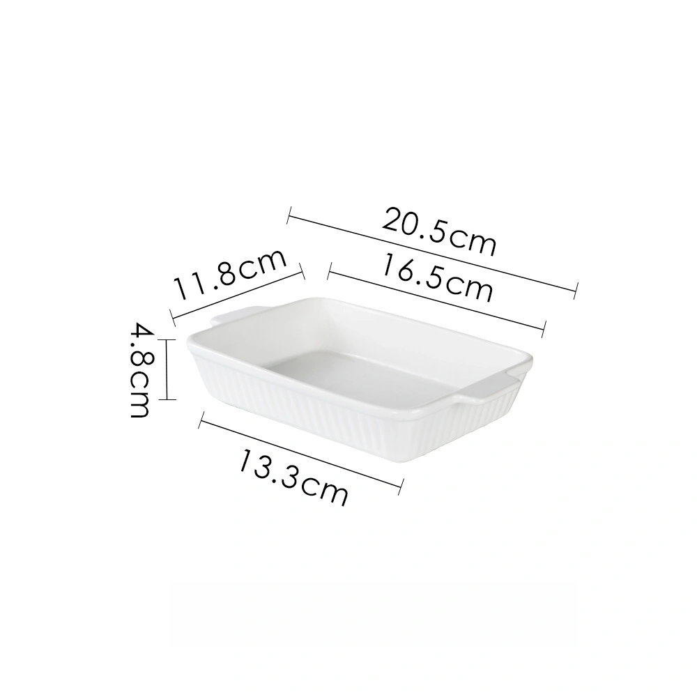 MYOUNG-Wholesale European and American Kitchen Ceramic Baking Pan,Rectangular Baking Tray, Cheese Baked Rice Baking Tray Set, Microwave Available 6 white ceramic baking pan
